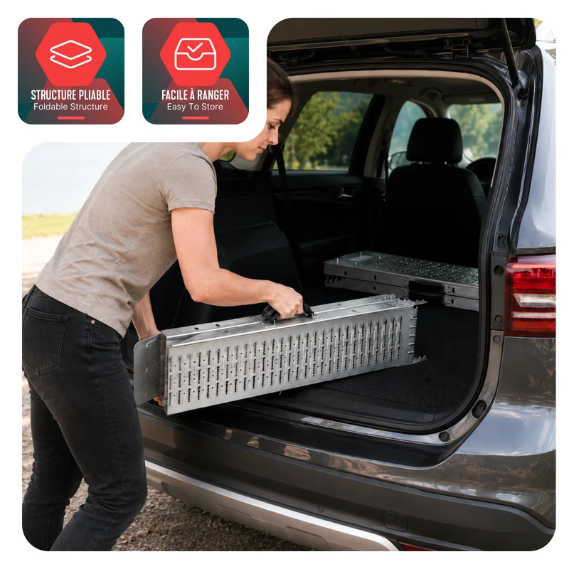 Rampe de chargement pliable Lot de 2 pcs en acier galvanise 160cm