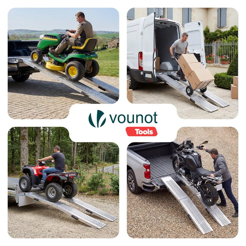 Rampe de chargement pliable Lot de 2 pcs en acier galvanise 186cm