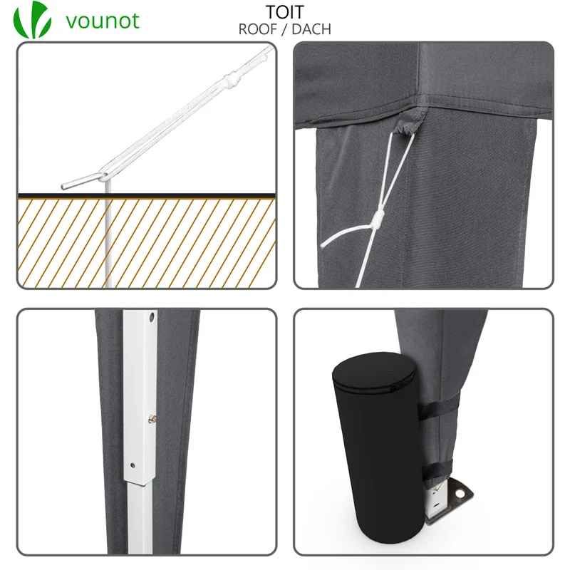 Tonnelle de jardin 3x3m pliable Grise avec sac de transport