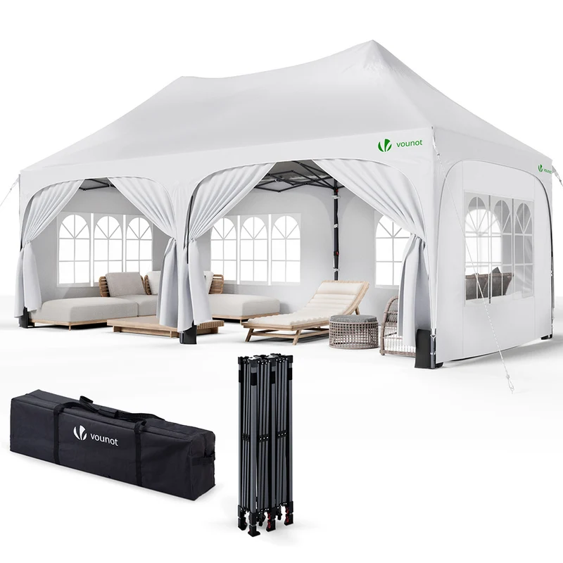 Tonnelle de jardin 3x6m Pliable Barnum avec 6 parois amovibles Blanc