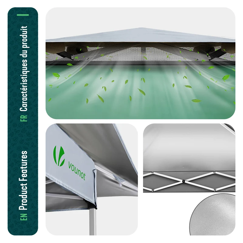 Tonnelle de jardin exterieure pliable avec moustiquaire Pop up 3.6x3.6m vert