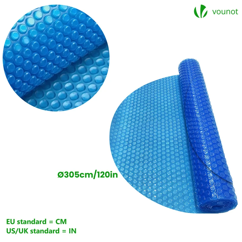 Bache a bulle piscine 120 microns ronde decoupable Ø305cm bleu