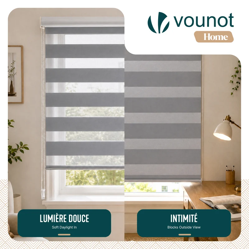 Store enrouleur jour nuit double 80x150cm Gris