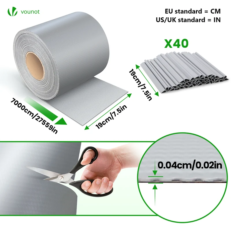 Brise vue occultant PVC 450g/m2 19cm x 70m Gris clair