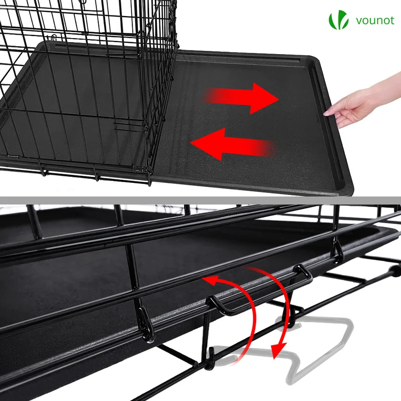Cage pour chien pliable avec 2 portes verrouillable plateau amovible 92x58x64cm