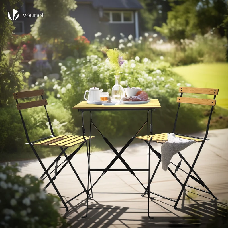 Ensemble bistro extérieur 1 table 2 chaises bois
