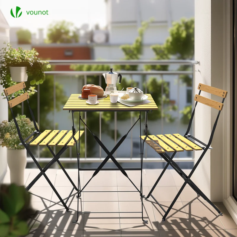Ensemble bistro extérieur 1 table 2 chaises bois