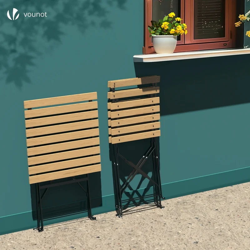 Ensemble bistro extérieur 1 table 2 chaises bois