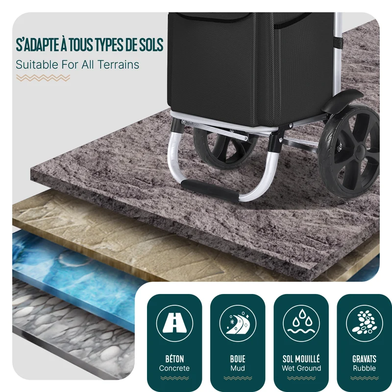 Chariot de course pliable aluminium 2 roues noir