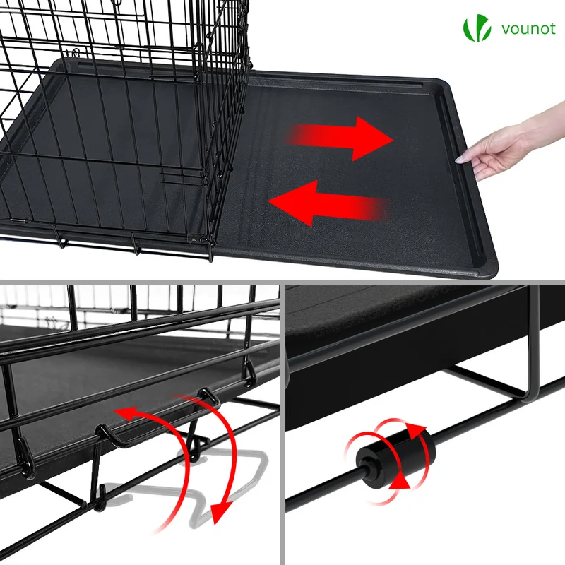 Cage pour chien pliable avec 2 portes verrouillable plateau amovible et housse de protection 107x70x78cm