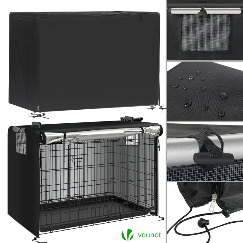 Cage pour chien pliable avec 2 portes verrouillable plateau amovible et housse de protection 107x70x78cm