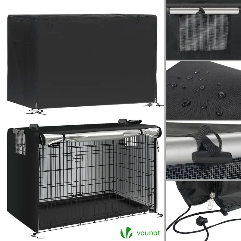 Cage pour chien pliable avec 2 portes verrouillable plateau amovible et housse de protection 122x75x81cm