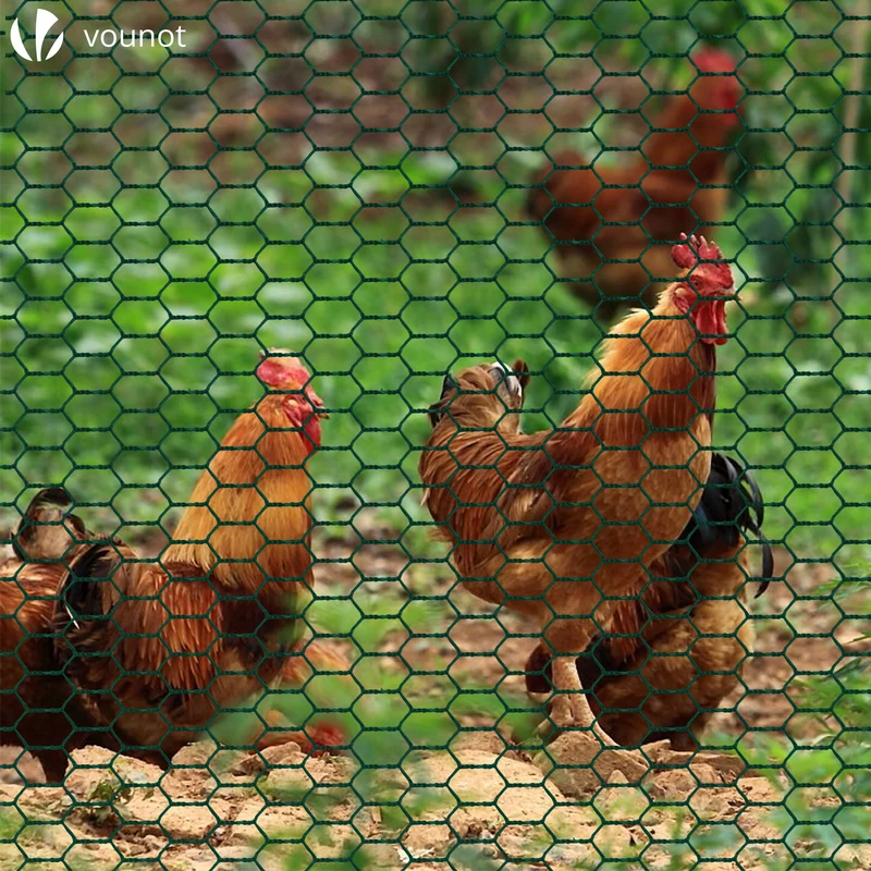 Grillage a poule avec fils 25mm en PVC gaine vert 1x50M