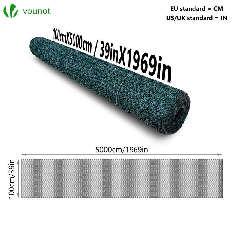 Grillage a poule avec fils 25mm en PVC gaine vert 1x50M