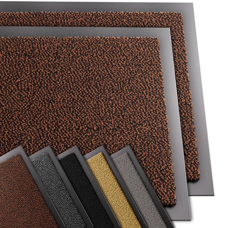 Lot de 2 Tapis de porte paillasson 40x60cm Marron-Noir