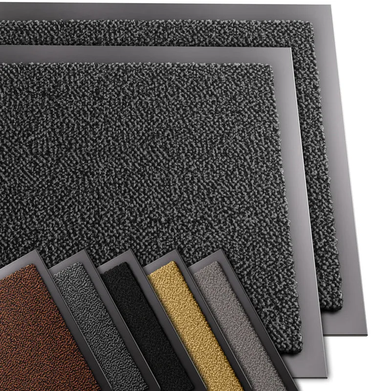 Lot de 2 Tapis de porte paillasson 40x60cm Gris-Noir