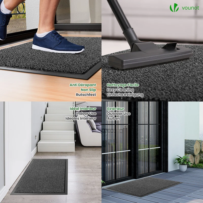 Tapis de porte paillasson 40x60cm Gris-Noir