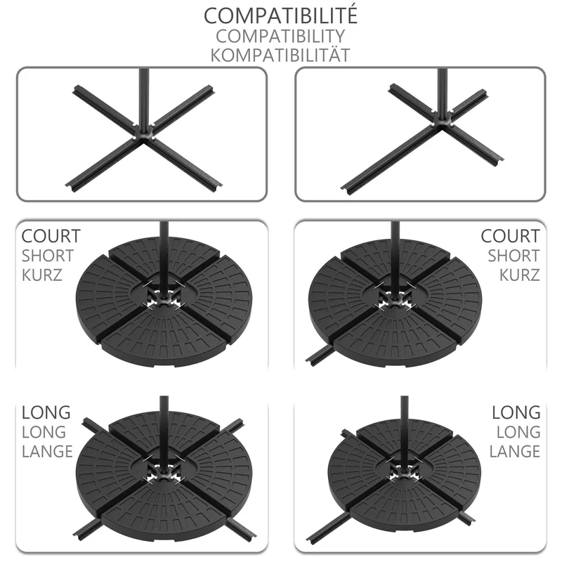 Dalle de lestage pour parasol remplissage 52L 4 pcs Noires