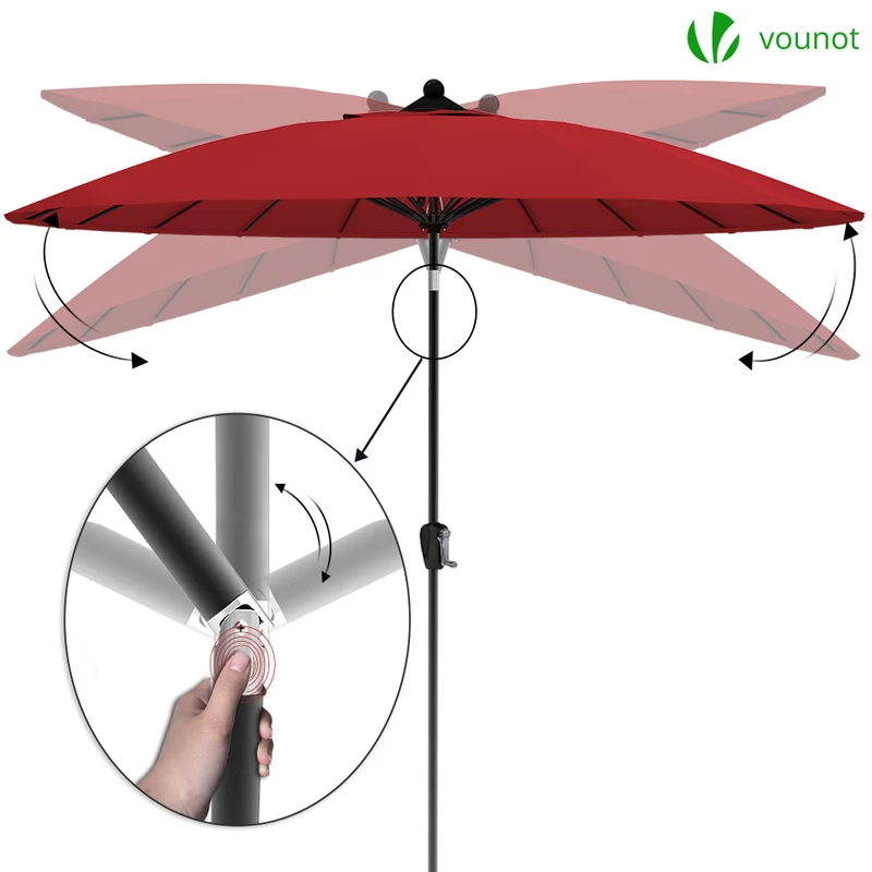 Parasol inclinable 270cm Shanghai avec housse de protection rouge