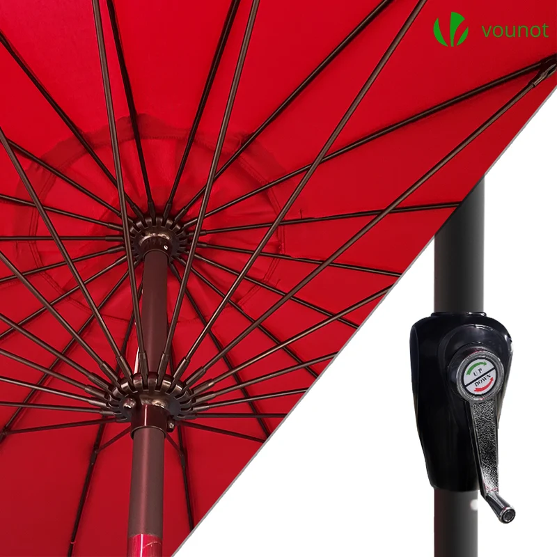 Parasol inclinable 270cm Shanghai avec housse de protection rouge