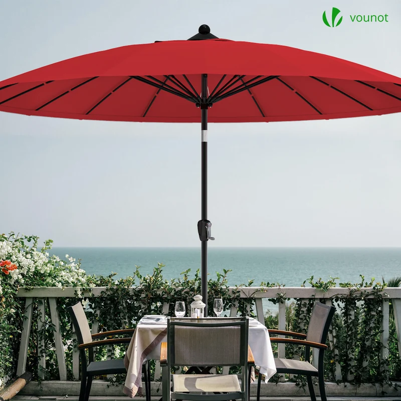 Parasol inclinable 270cm Shanghai avec housse de protection rouge
