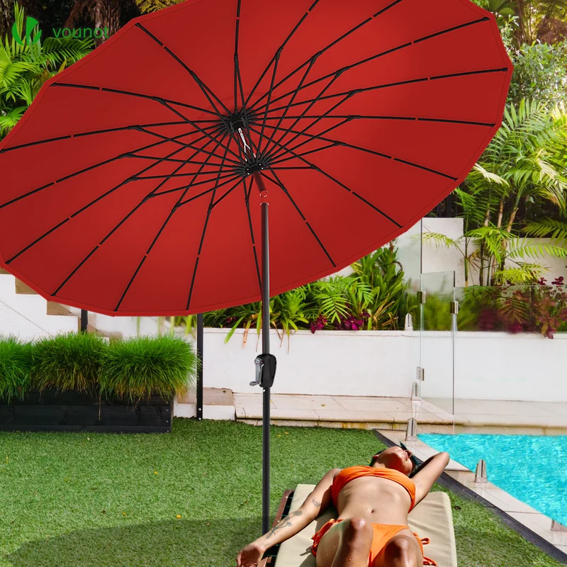 Parasol inclinable 270cm Shanghai avec housse de protection rouge