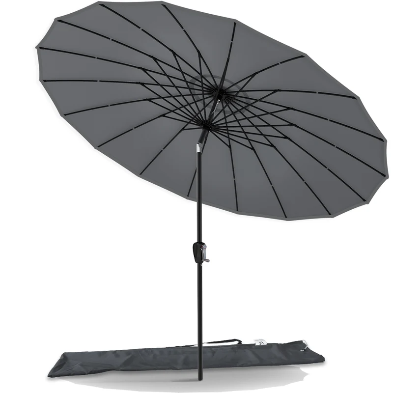 Parasol inclinable 270cm Shanghai avec housse de protection gris