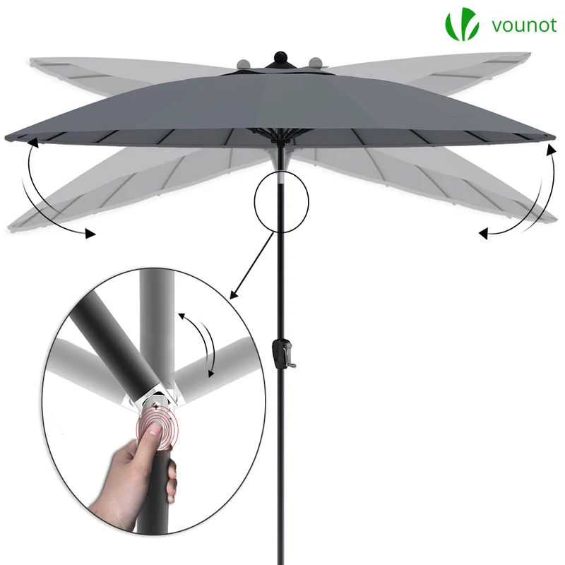Parasol inclinable 270cm Shanghai avec housse de protection gris