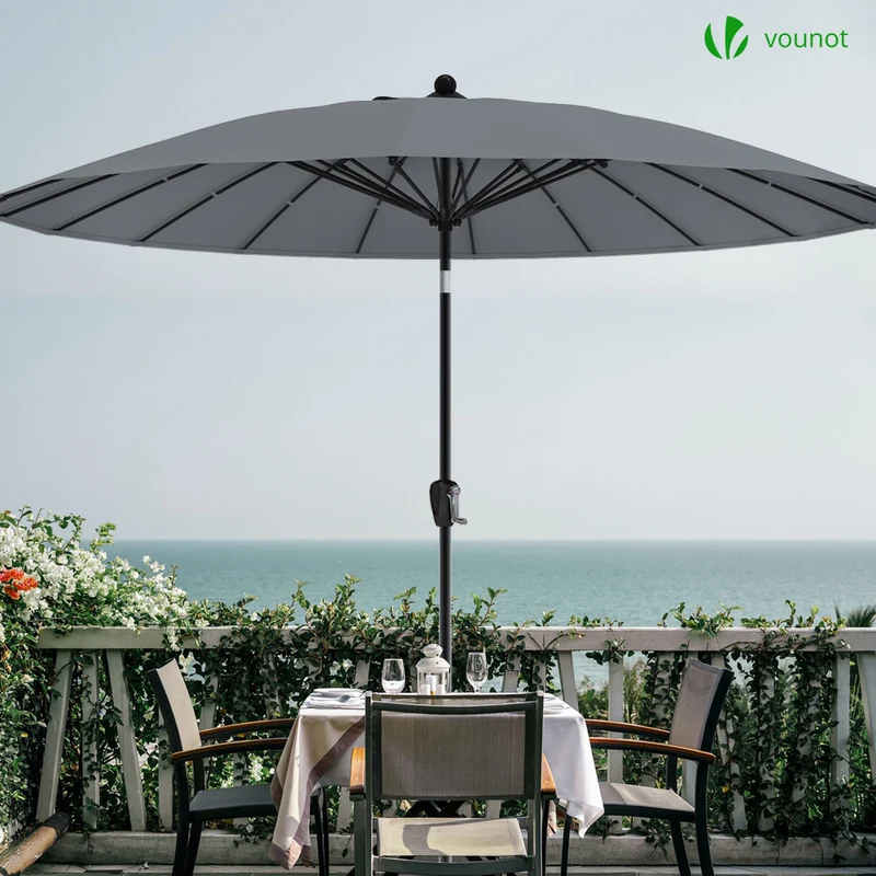 Parasol inclinable 270cm Shanghai avec housse de protection gris