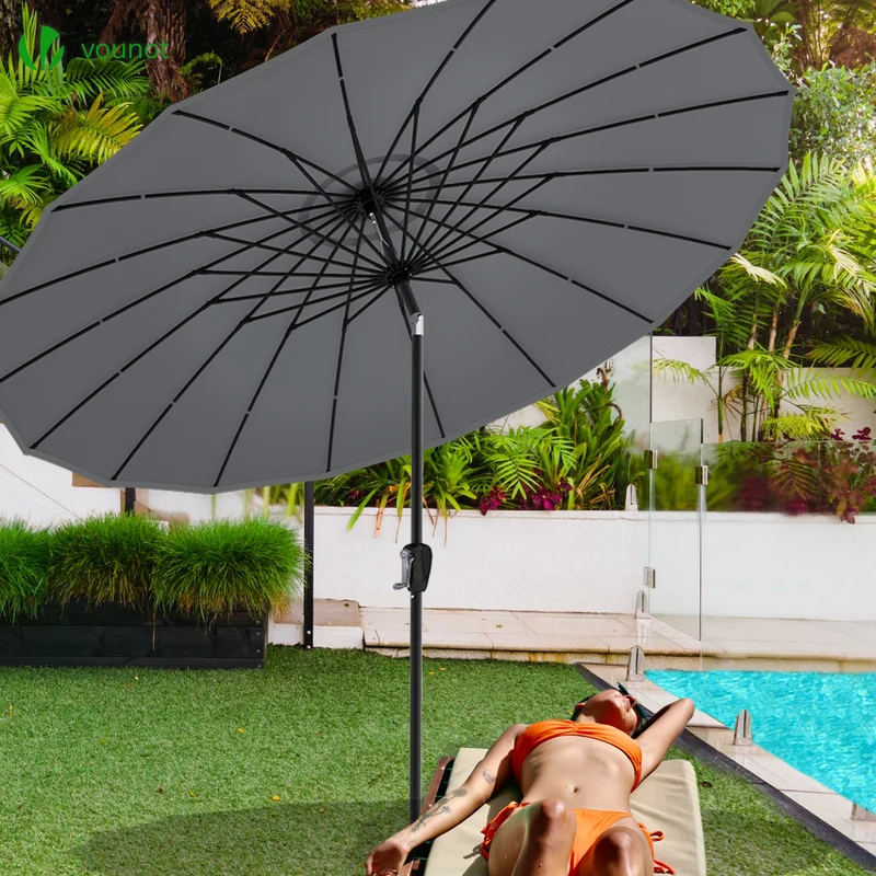 Parasol inclinable 270cm Shanghai avec housse de protection gris