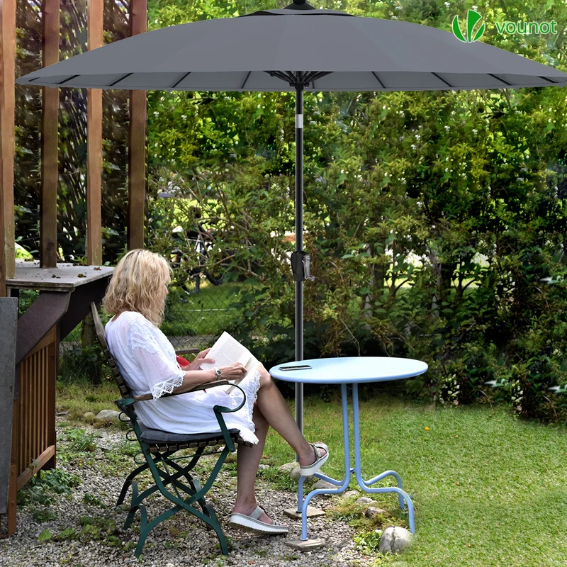 Parasol inclinable 270cm Shanghai avec housse de protection gris