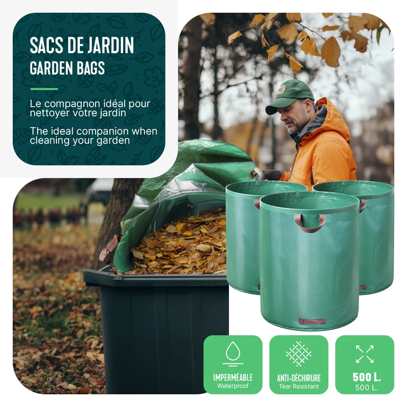 Sac de jardin 500L Lot de 3 sacs Extra Large
