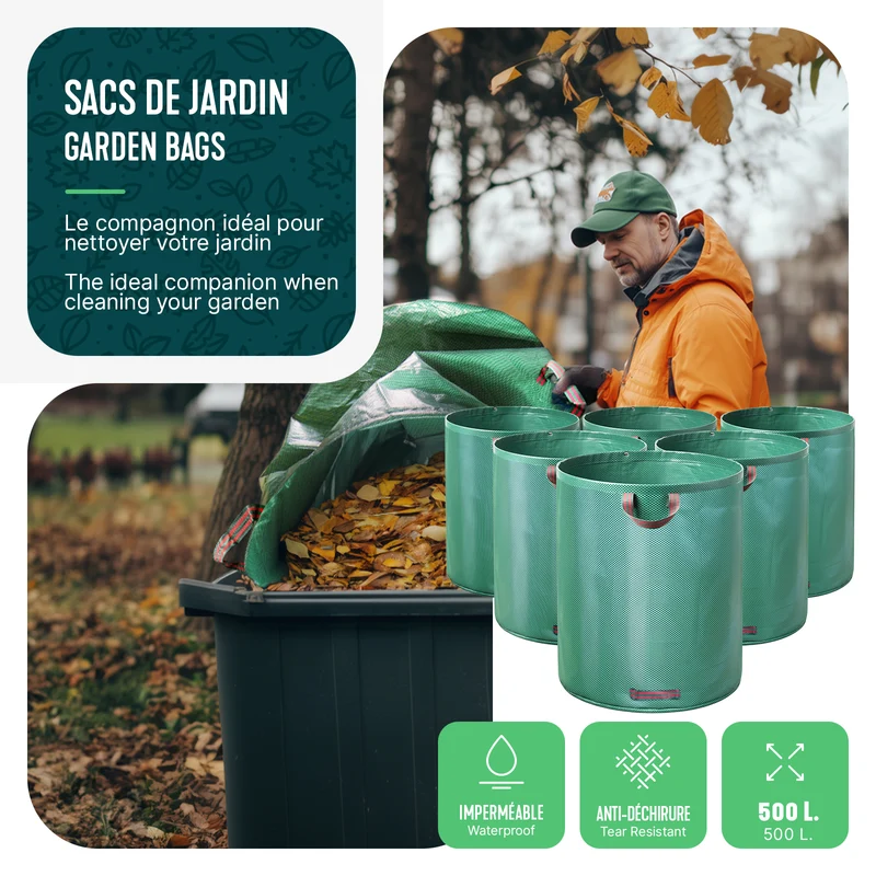 Sac de jardin 500L Lot de 6 sacs Extra Large