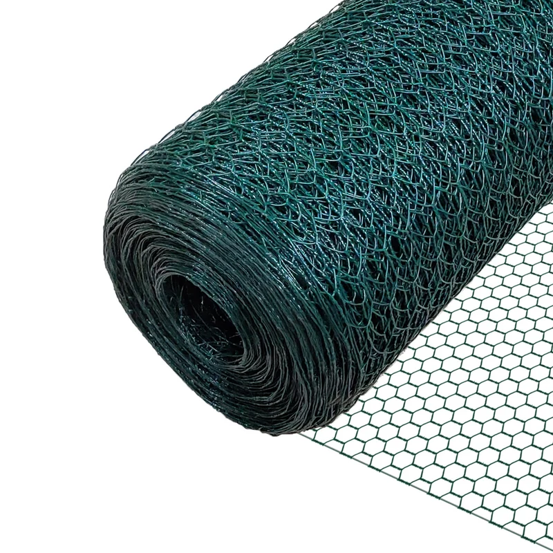 Grillage a poule avec fils 13mm en PVC gaine vert 1x50M