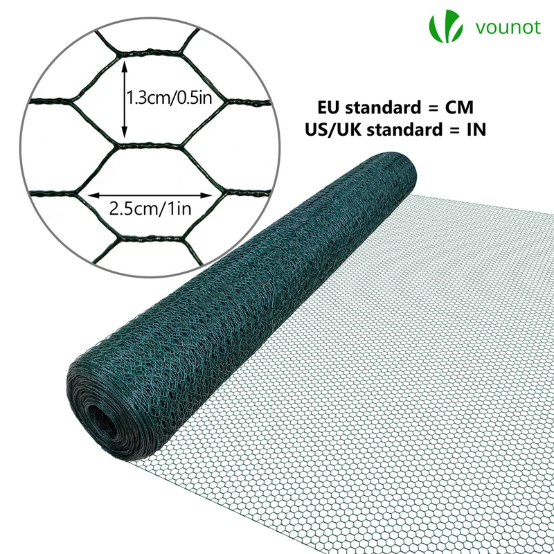 Grillage a poule avec fils 13mm en PVC gaine vert 1x50M