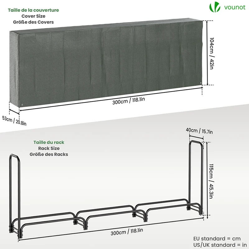 Serre buche 3m avec housse de protection