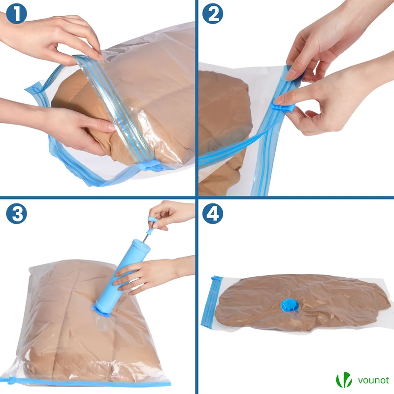 Sac de rangement sous vide aspirateur avec pompe Lot de 10pcs