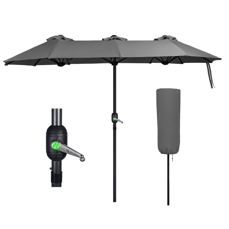 Parasol Jardin Double Aluminium 150 x 300 cm gris