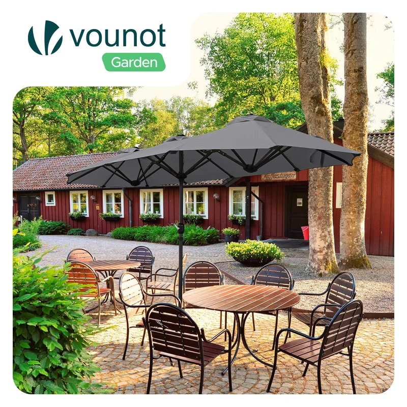 Parasol Jardin Double Aluminium 150 x 300 cm gris