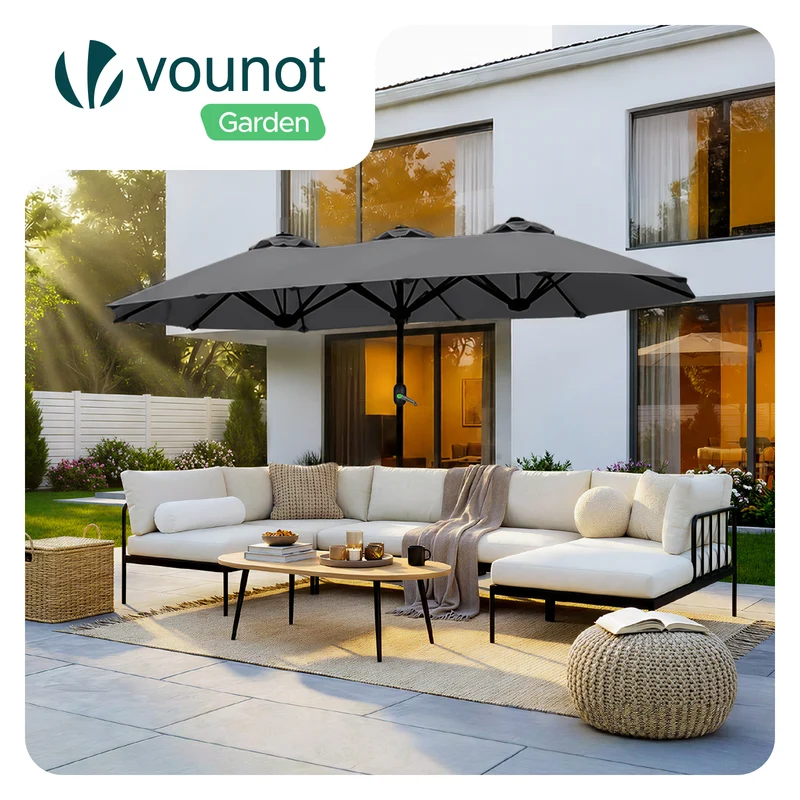 Parasol Jardin Double Aluminium 150 x 300 cm gris