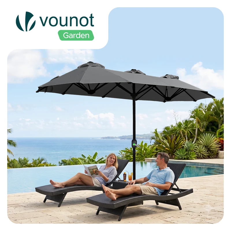 Parasol Jardin Double Aluminium 150 x 300 cm gris