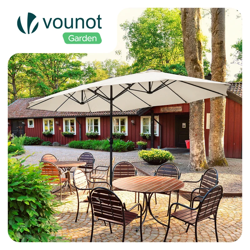 Parasol Jardin Double Aluminium 270 x 460 cm beige