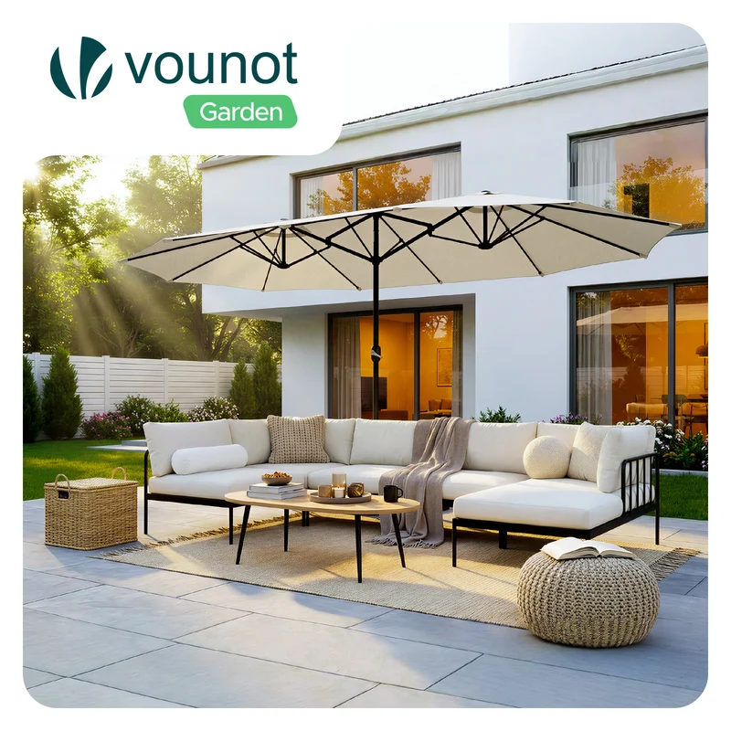 Parasol Jardin Double Aluminium 270 x 460 cm beige