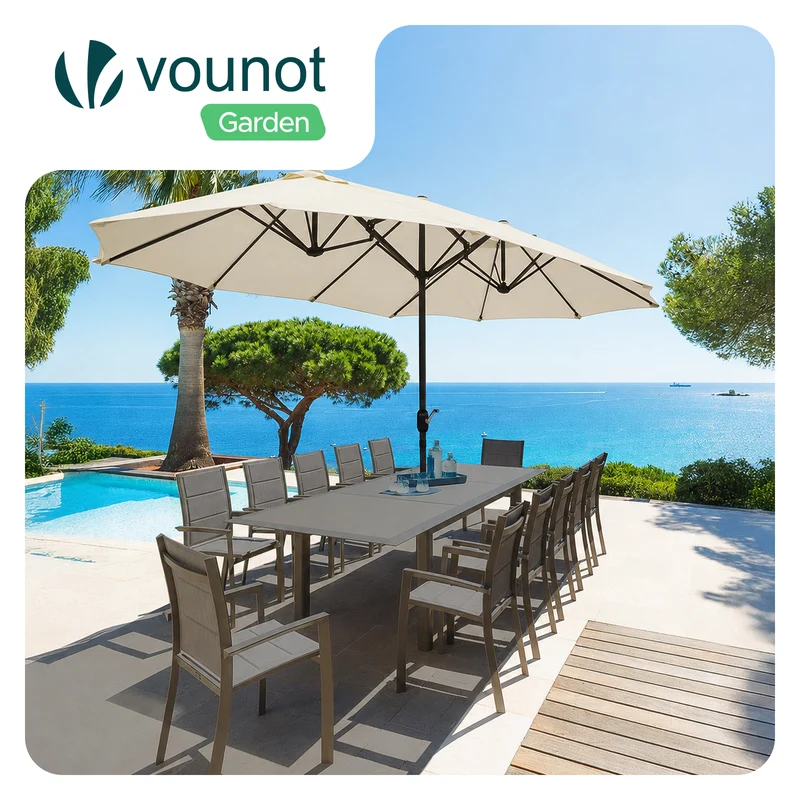 Parasol Jardin Double Aluminium 270 x 460 cm beige