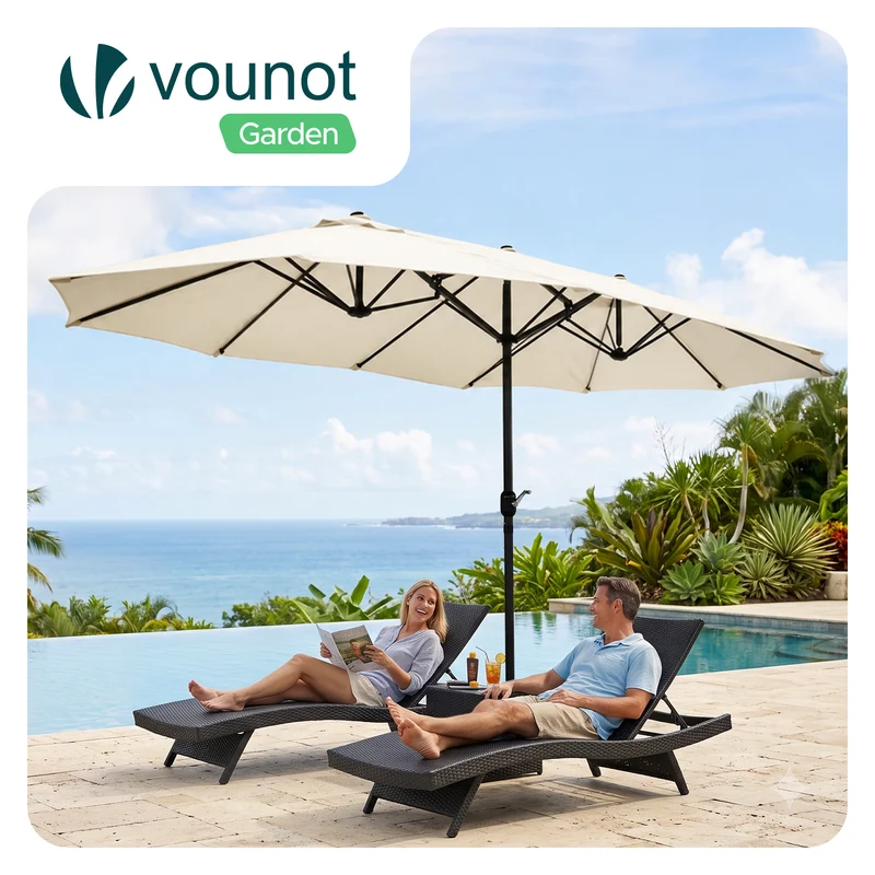 Parasol Jardin Double Aluminium 270 x 460 cm beige