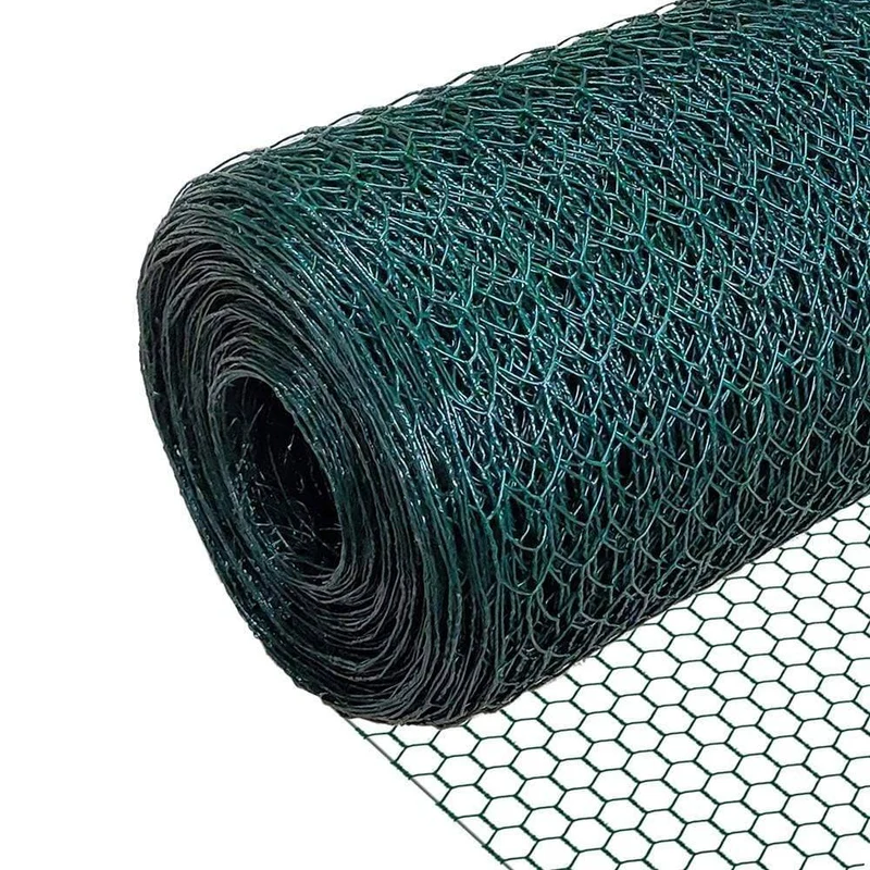 Grillage a poule avec fils 13mm en PVC gaine vert 1x25M