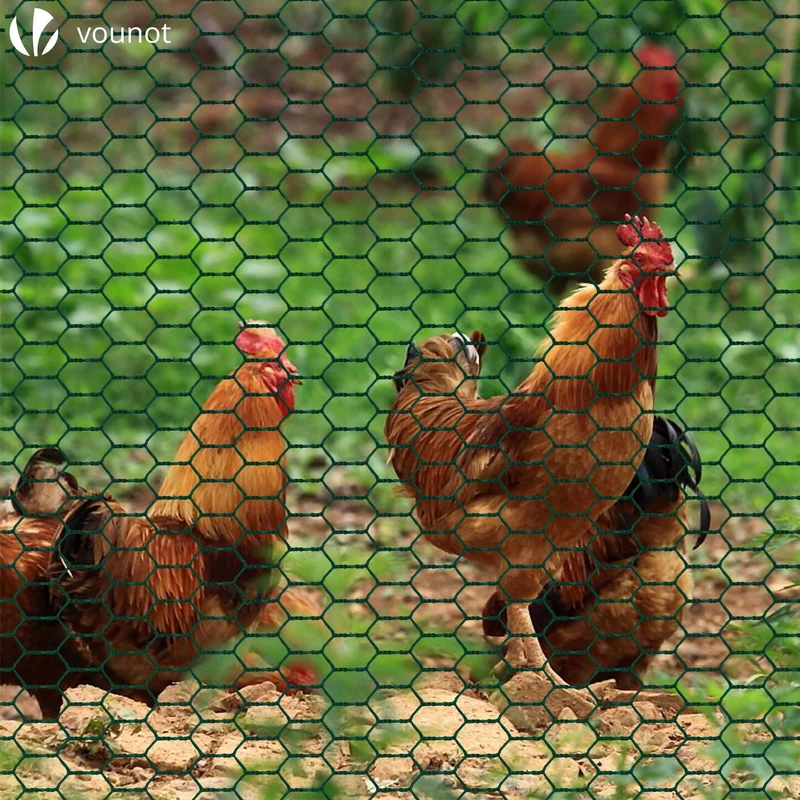 Grillage a poule avec fils 13mm en PVC gaine vert 1x25M