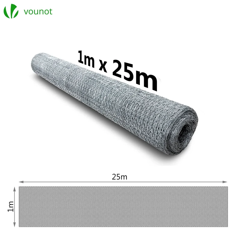 Grillage a poule avec fils 13mm en acier galvanise 1x25M