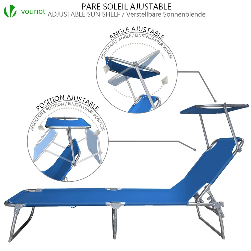 Transat pare soleil Lot de 2 pcs bleu