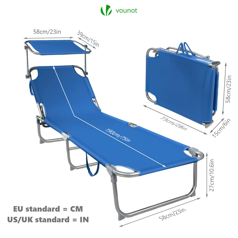 Transat pare soleil Lot de 2 pcs bleu